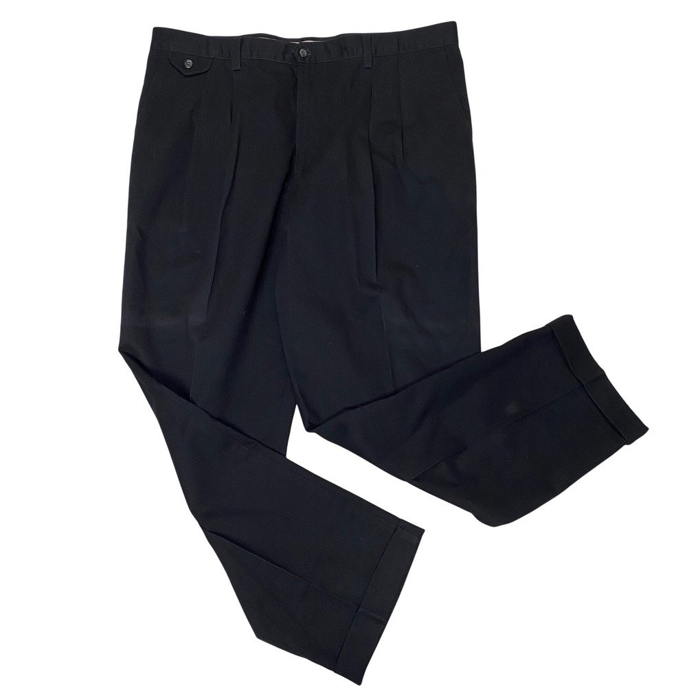 Dockers Pleated Loose Fit No Wrinkle Khaki Pants‎ Black 42x32 NWT